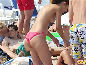 super-fucking-hot immense bosoms sans bra amateur teens bathing suit Beach spycam